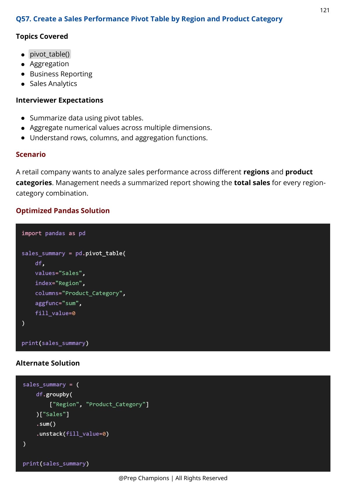 Sample page from the Data Analyst Interview Bundle